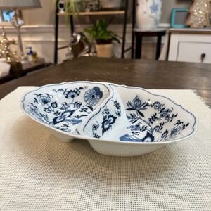 Blue Danube Divided‎ Two-Part Serving Dish classic Blue Onion Vintage